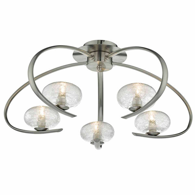 Leighton 5lt Semi Flush Satin Chrome & Sugar Cane Glass