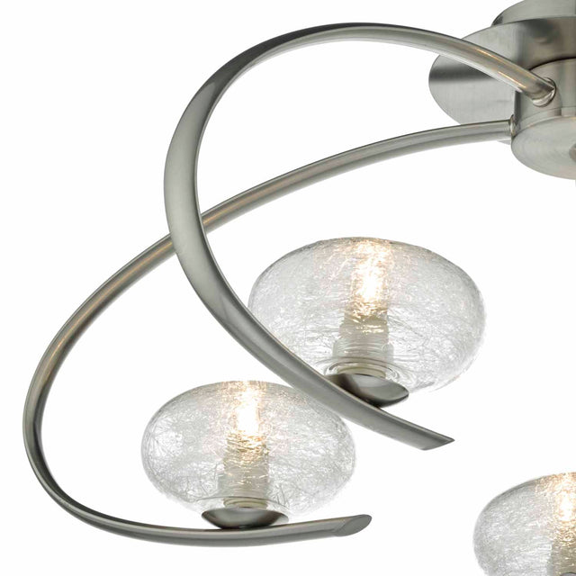 Leighton 5lt Semi Flush Satin Chrome & Sugar Cane Glass