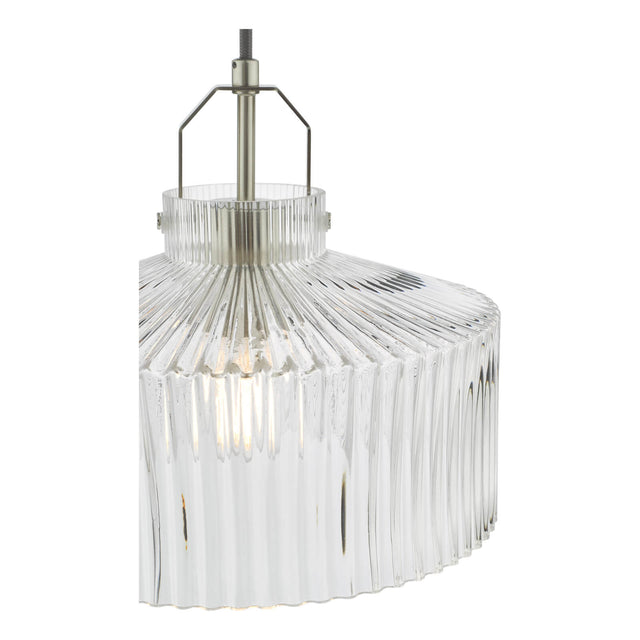 Lenka Pendant Satin Nickel and Ribbed Glass