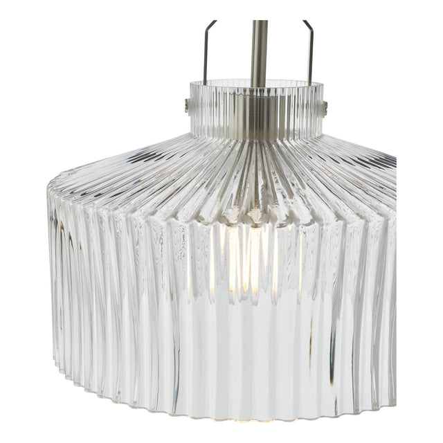 Lenka Pendant Satin Nickel and Ribbed Glass