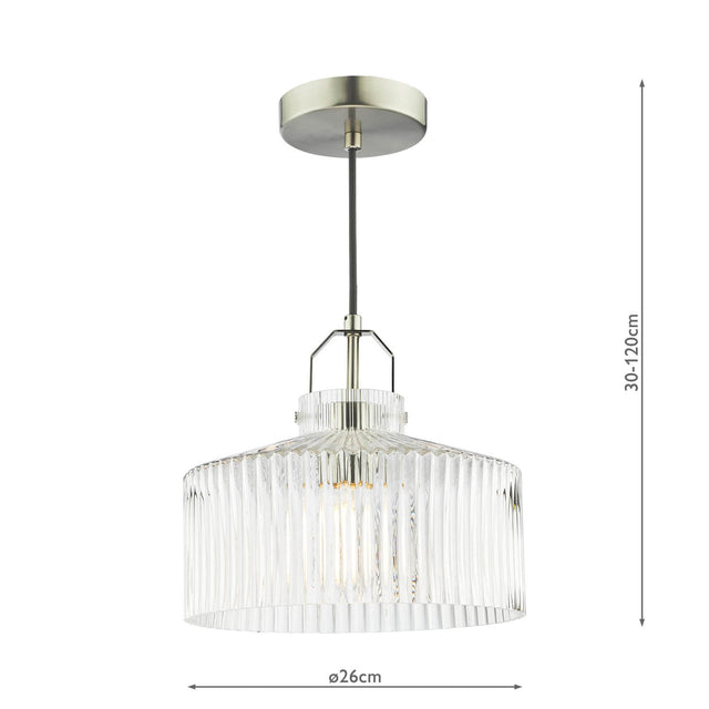 Lenka Pendant Satin Nickel and Ribbed Glass