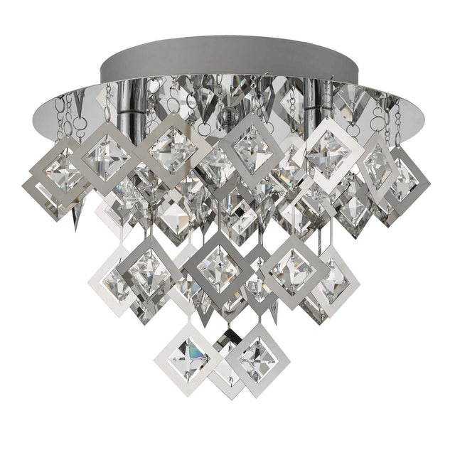 Leon 3 Light Flush Polished Chrome & Clear Glass