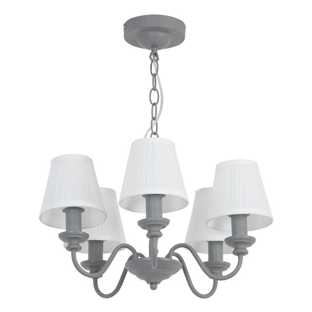 GREY with OFF WHITE PLEAT SHADES LIGHT FITTING