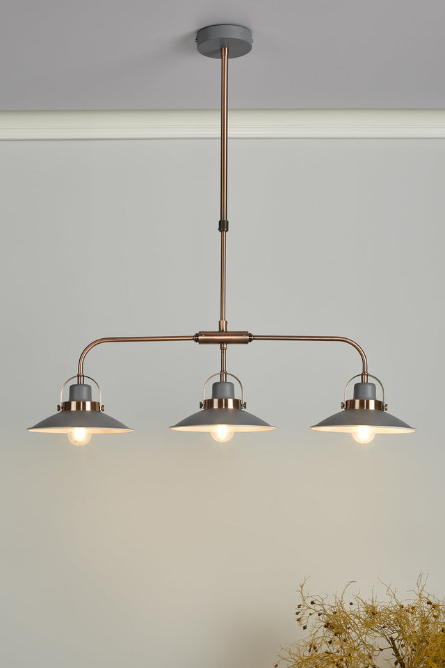 Liden 3 Light Bar Pendant Graphite Copper