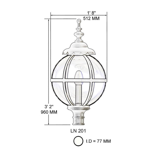 Victorian globe lantern - 77mm inside diameter