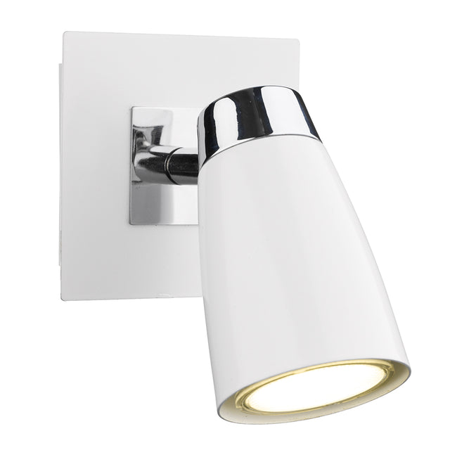 Loft Single Wall Spotlight Matt White Polished Chrome