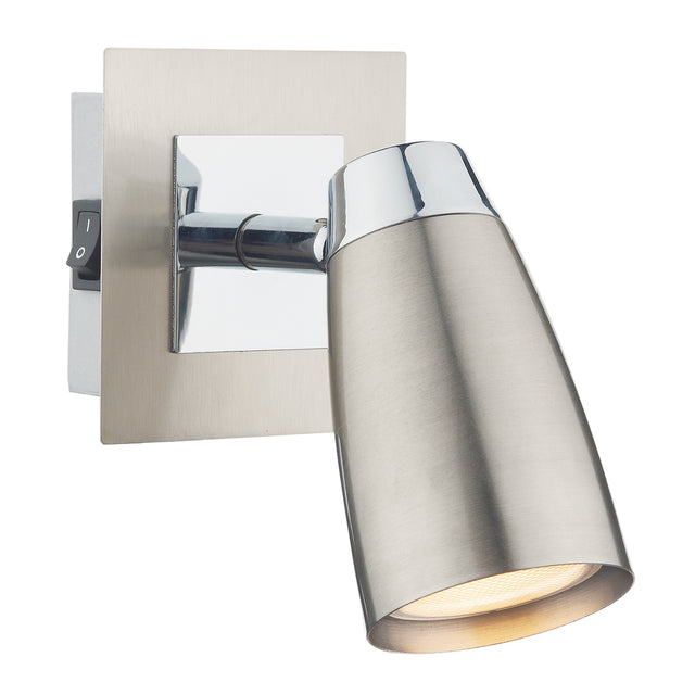 Loft Single Wall Spotlight Satin & Polished Chrome