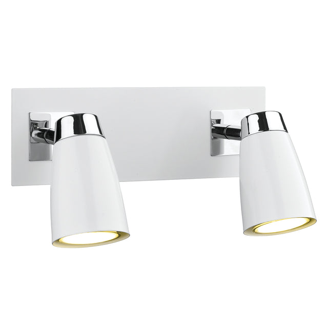 Loft 2 Light Wall Spotlight Matt White Polished Chrome