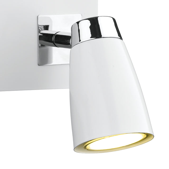 Loft 2 Light Wall Spotlight Matt White Polished Chrome