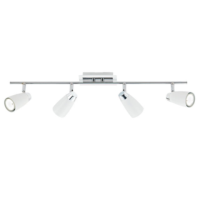 Loft 4 Light Bar Spotlight Matt White Polished Chrome