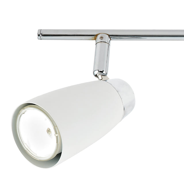 Loft 4 Light Bar Spotlight Matt White Polished Chrome