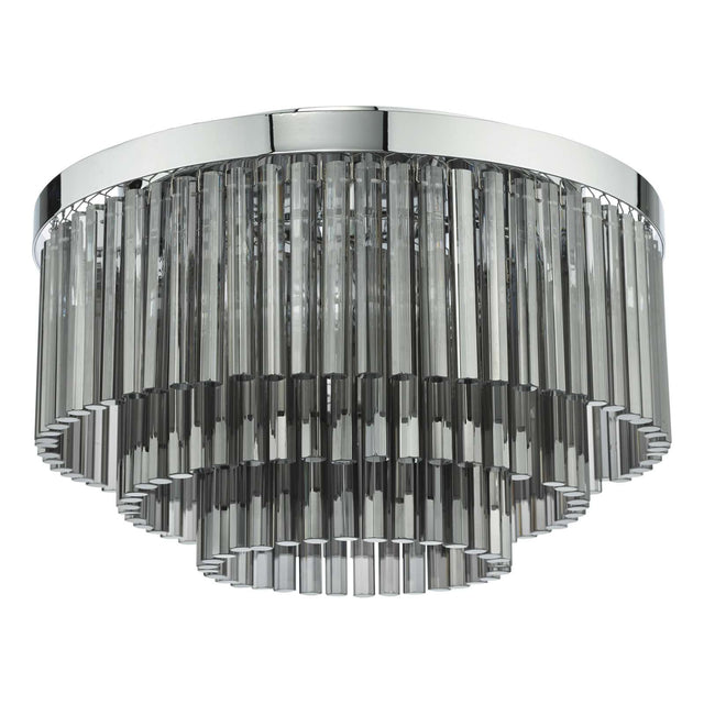 Logan 5 Light Flush Polished Chrome Smoked Glass