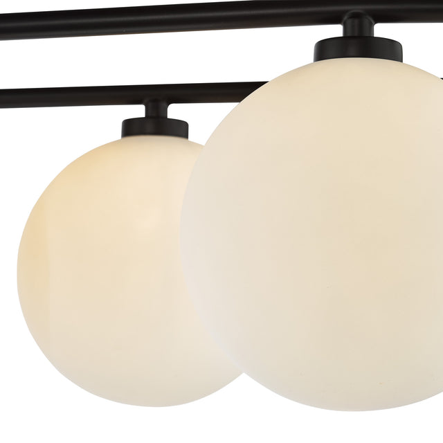 Luana 8 Light Semi-Flush Matt Black and Opal Glass