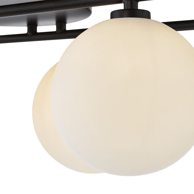 Luana 8 Light Semi-Flush Matt Black and Opal Glass