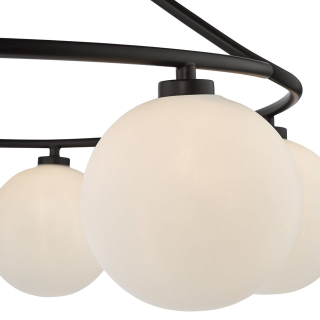 Luana 6 Light Semi-Flush Matt Black and Opal Glass