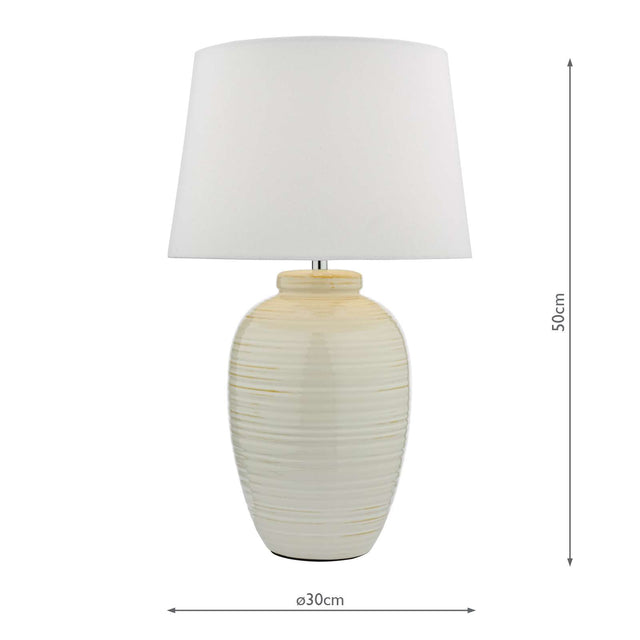 Luelle 1 Light Table Lamp Gloss Glazed Cream With Shade