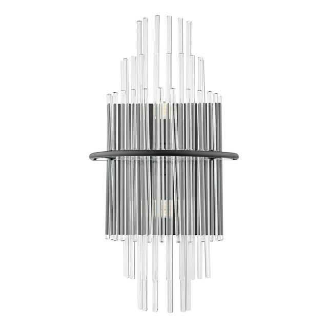 Lukas 2 Light Wall Light Satin Black and Glass