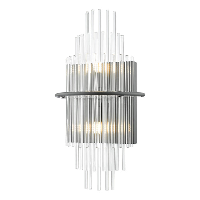 Lukas 2 Light Wall Light Satin Black and Glass