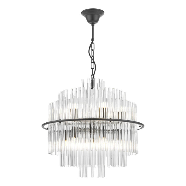 Lukas 13 Light Pendant Satin Black and Glass