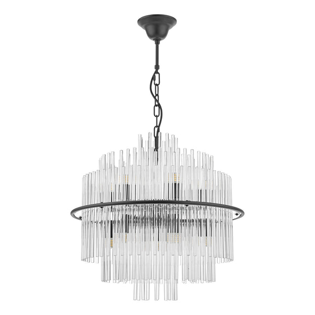 Lukas 13 Light Pendant Satin Black and Glass