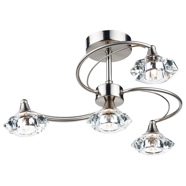 Luther 4 Light Semi Flush Satin Chrome Crystal