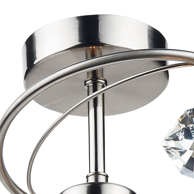 Luther 4 Light Semi Flush Satin Chrome Crystal