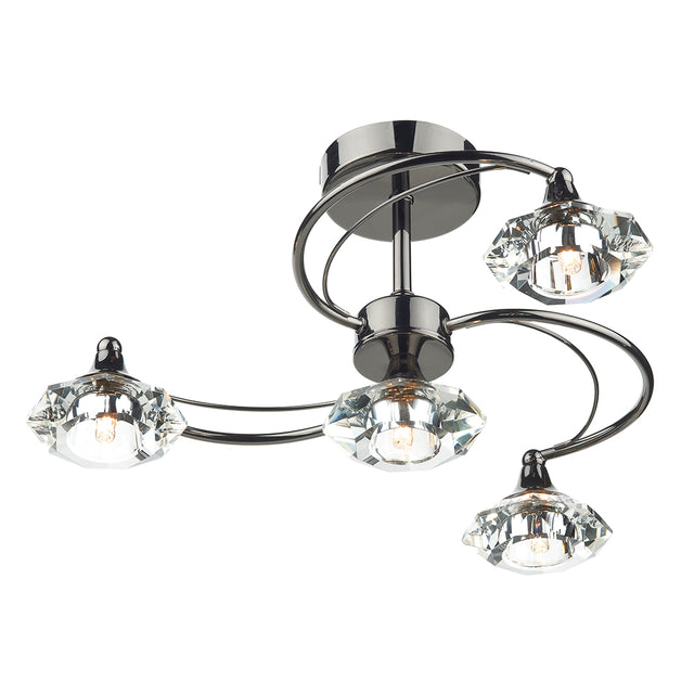 Luther 4 Light Semi Flush Black Chrome Crystal