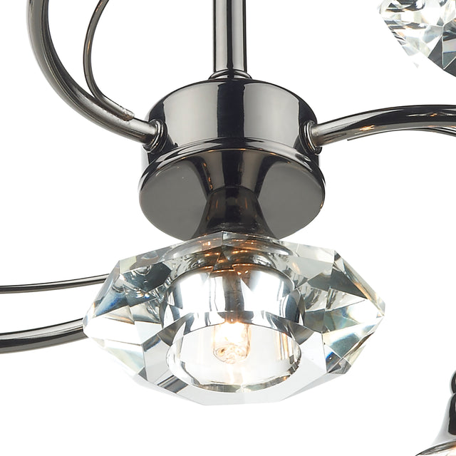 Luther 4 Light Semi Flush Black Chrome Crystal