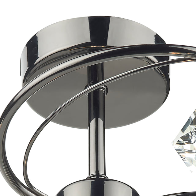 Luther 4 Light Semi Flush Black Chrome Crystal