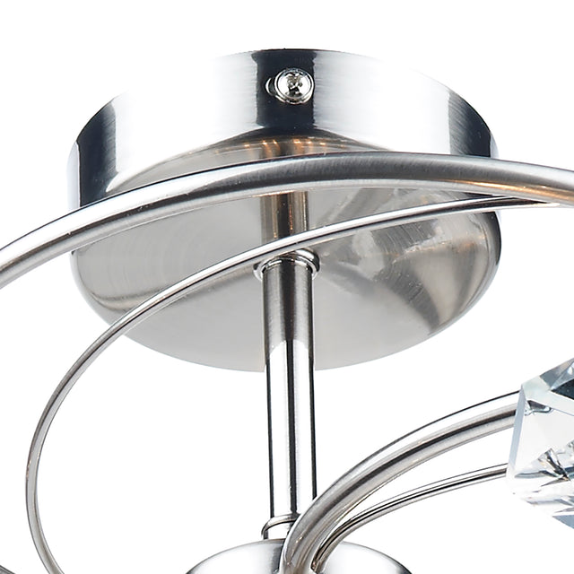 Luther 6 Light Semi Flush Satin Chrome Crystal