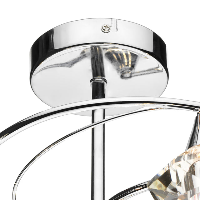 Luther 6 Light Semi Flush Polished Chrome Crystal