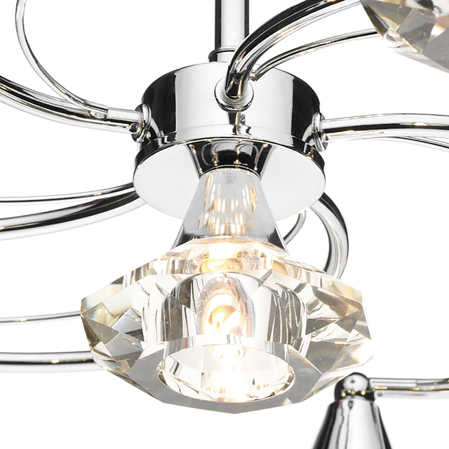 Luther 6 Light Semi Flush Polished Chrome Crystal