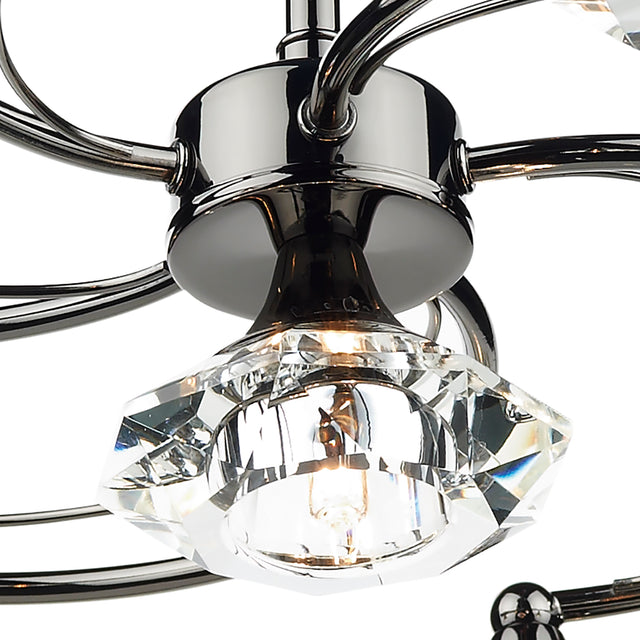 Luther 6 Light Semi Flush Black Chrome Crystal