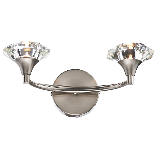 Luther 2 Light Wall Light Satin Chrome Crystal