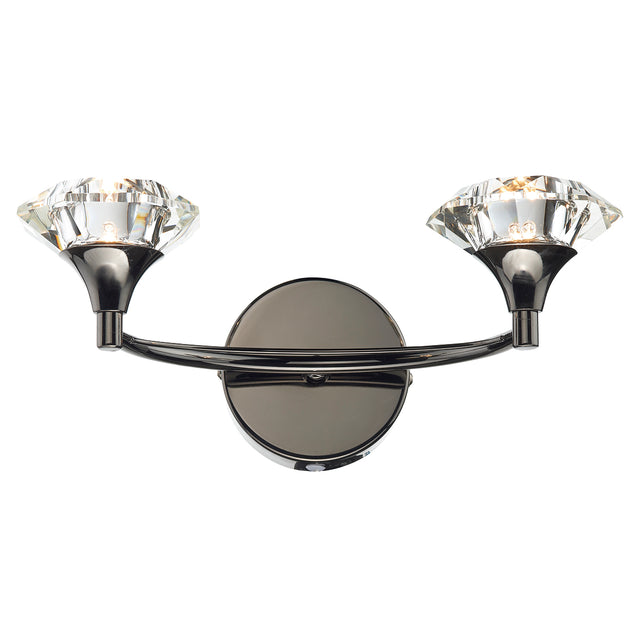 Luther 2 Light Wall Light Black Chrome Crystal