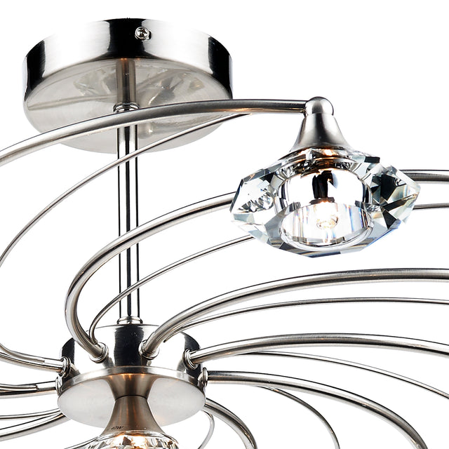 Luther 10 Light Semi Flush Satin Chrome Crystal