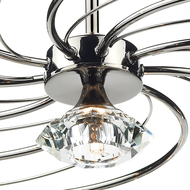 Luther 10 Light Semi Flush Black Chrome Crystal