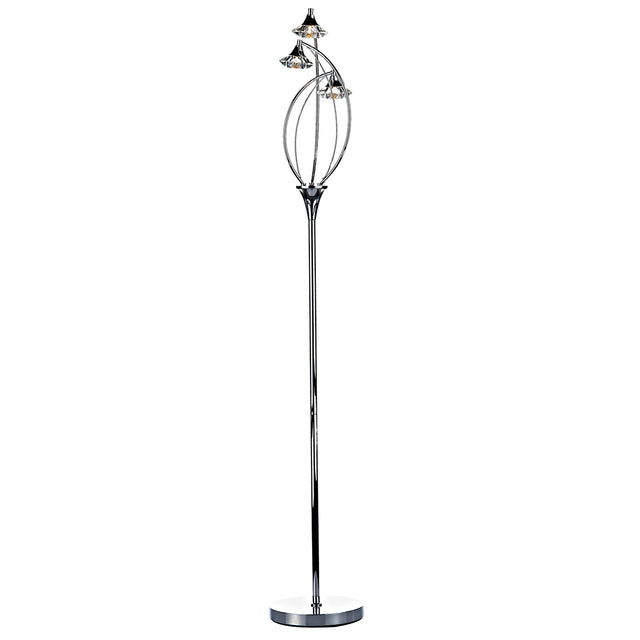 Luther 3 Light Floor Lamp Polished Chrome and Crystal