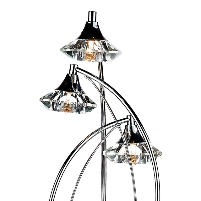 Luther 3 Light Floor Lamp Polished Chrome and Crystal