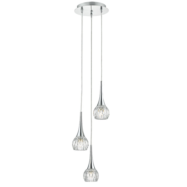 Lyall 3 Light Pendant Polished Chrome Glass