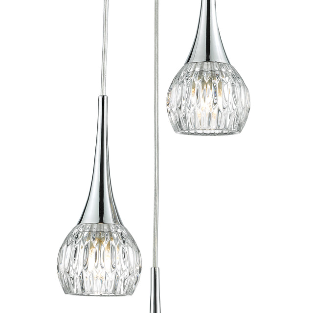 Lyall 3 Light Pendant Polished Chrome Glass