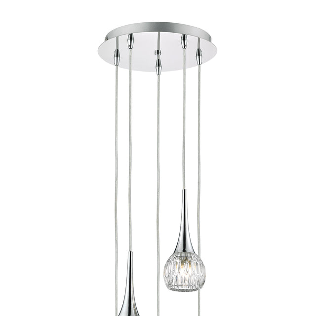 Lyall 5 Light Pendant Polished Chrome Glass