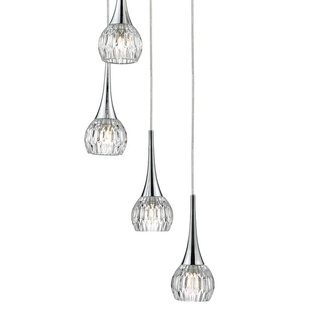 Lyall 5 Light Pendant Polished Chrome Glass