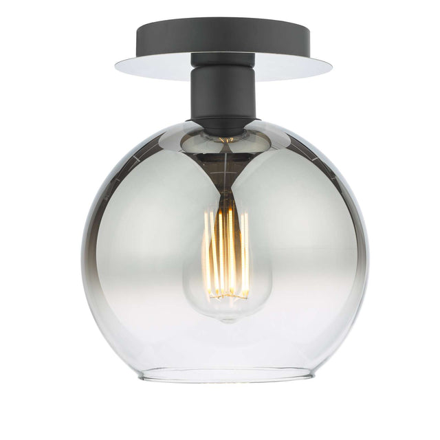 Lycia 1 Light Semi Flush Matt Black Ombre Smoked Glass