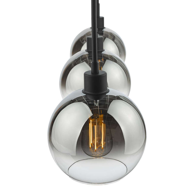 Lycia 3 Light Bar Pendant Matt Black Ombre Smoked Glass