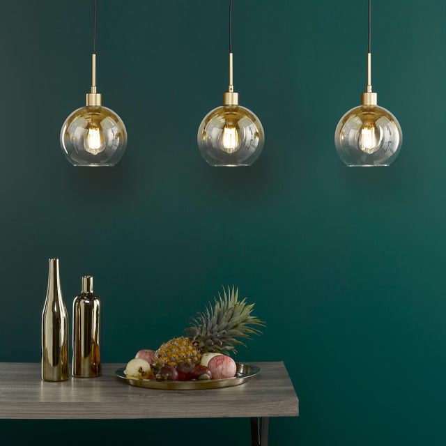 Lycia 3 Light Bar Pendant Satin Gold and Gold Ombre Glass