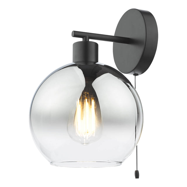 Lycia Wall Light Matt Black and Smoked Ombre Glass