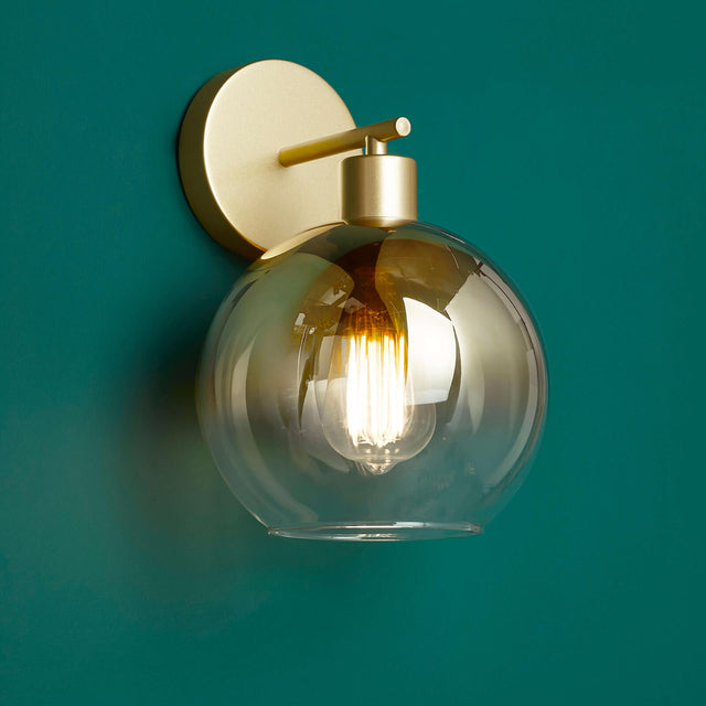 Lycia Wall Light Satin Gold and Gold Ombre Glass