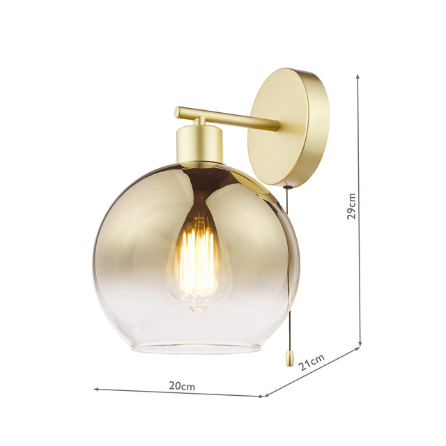 Lycia Wall Light Satin Gold and Gold Ombre Glass