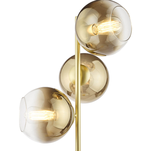 Lycia 3 Light Floor Lamp Satin Gold and Gold Ombre Glass